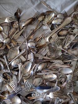 33 lbs Mixed Lot of Vintage Silverplate Flatware Crafts or Resale 300+ Pieces #1