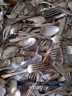 33 lbs Mixed Lot of Vintage Silverplate Flatware Crafts or Resale 300+ Pieces #1