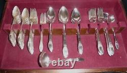 79 Pieces Rogers Bros First Love Silver Plate Silverware And Case