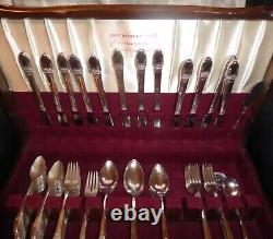 79 Pieces Rogers Bros First Love Silver Plate Silverware And Case