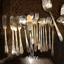 79 piece Set of 1847 Rogers Bros. Adoration Silver Plate Flatware Set withbox
