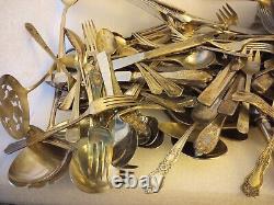 A Large Lot 14 # Silver plated Silverware 160 Pieces Use / Craft