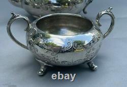Antique Victorian Silver Plate 5 Piece Hand Engraved Teaset Buckingshire England
