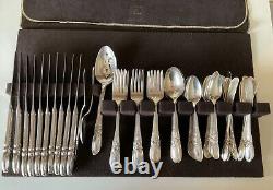 Community Oneida WHITE ORCHID 70 Piece Flatware Silver Plate Set for 10 withHolder