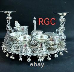 German silver pooja thali set/plate set for house warming pooja party 11 piece