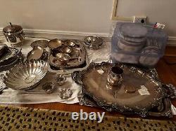 HUGE Lot-39 pieces! From estate-reed barton silverplate antique Amazing Cond