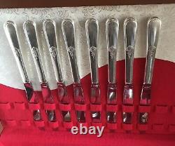 Holmes & Edwards Youth Pattern 50 Piece Silver Plate Flatware Wooden Box 1940s