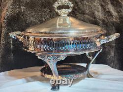 Oneida Silver Plated 3-piece 3-footed Warmer And Chafee Dish-10.5 Tall & Wide