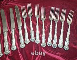 Rogers 1847 Vintage Grapes Silver Plate Hollow Handle Forks and Knives 14 pieces