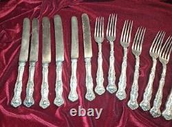 Rogers 1847 Vintage Grapes Silver Plate Hollow Handle Forks and Knives 14 pieces