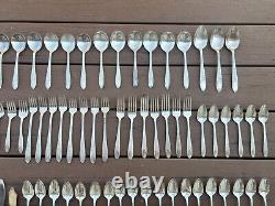 Rose and Leaf National Silver Co. 1937 A1 Silver Plated Silverware 99 pieces