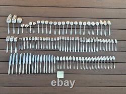 Rose and Leaf National Silver Co. 1937 A1 Silver Plated Silverware 99 pieces