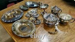 Silver Plate Tea Serving Bundle 13 pieces Various Brands Community Wilcox