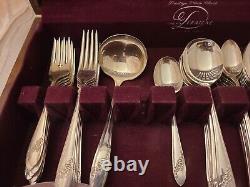 VTG Oneida Silver-Plate Queen Bess Tudor Plate Community 75 Pieces with Wood Box
