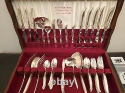 Vintage 1847 Rogers Bros 64 Pieces Silverplate Silverware with Wooden Box