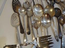 Vintage Mixed Lot 94 Pc 10# Silver Plate Lg Serving Utensils Spoons Ladles Forks