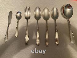 Vintage New England Silver Plate 53 Piece Flatware Set in Rosemary Pattern