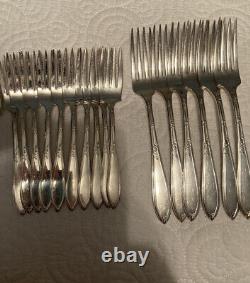 Vintage New England Silver Plate 53 Piece Flatware Set in Rosemary Pattern