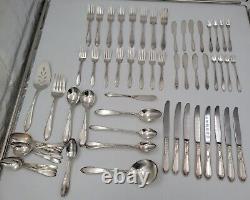 Vintage New England Silver Plate Rosemary Silverware Set with Storage 80 pieces