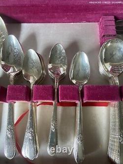 Vtg Adoration Silver Plate By IS Discontinued Flatware WithBox 61 Piece