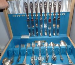 Wallace Luxor Hollywood Deco Silverplate Flatware & Serving 62 piece Set 1931