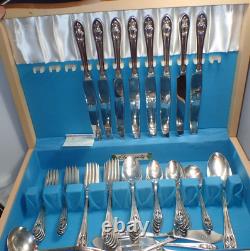 Wallace Luxor Hollywood Deco Silverplate Flatware & Serving 62 piece Set 1931