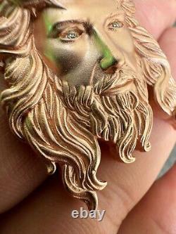 Collier pendentif MOISSANITE Jésus Piece incrusté en argent véritable 925, plaqué or rose 14 carats.