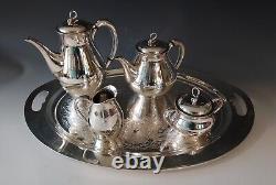 Service à thé en argent plaqué de 5 pièces Reed & Barton de style américain, motif 7036