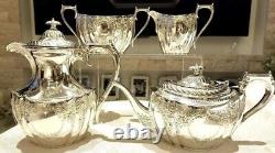 Service à thé et café en argent plaqué antique de l'époque victorienne, 4 pièces, Rattray Dundee